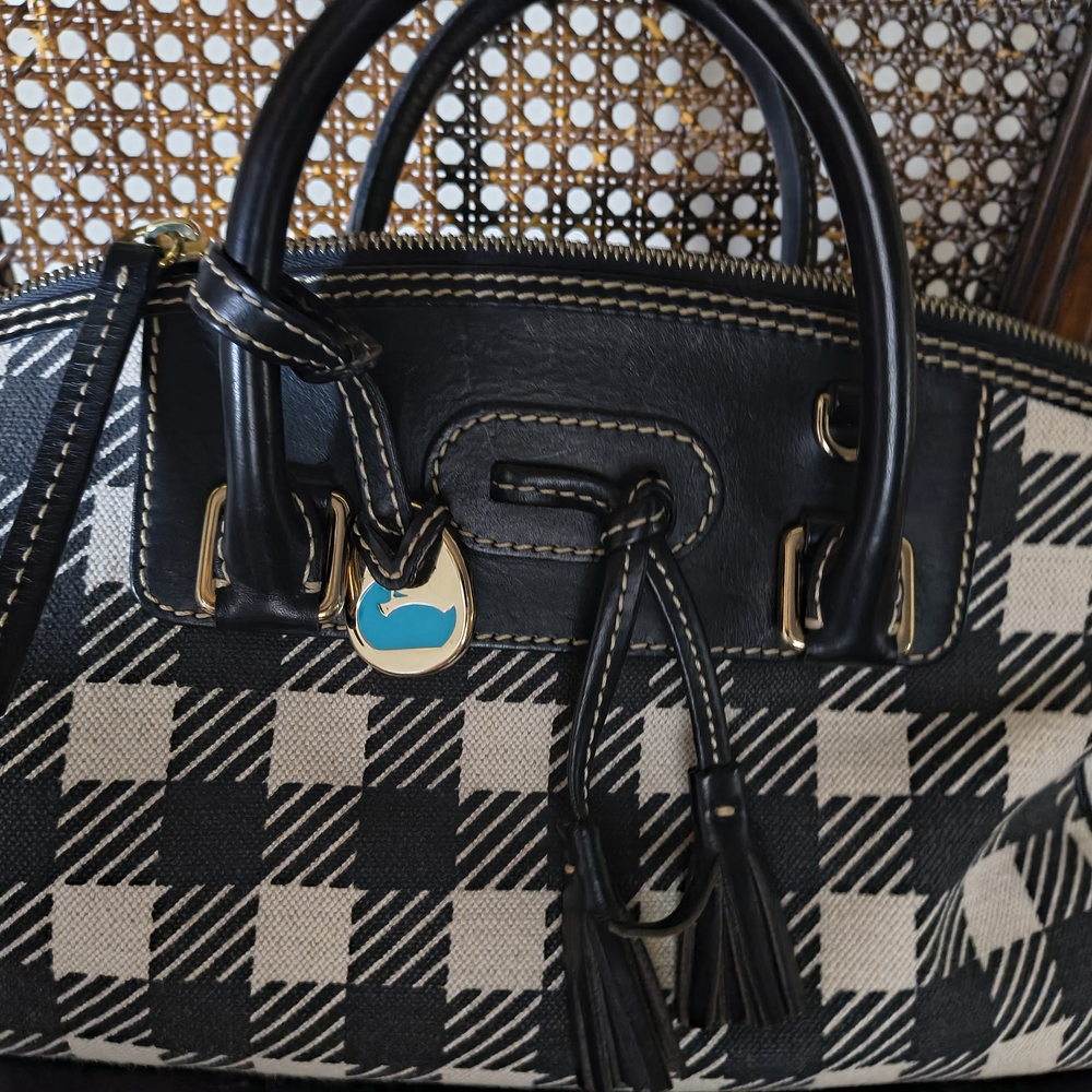 Stylish Black and Cream Checkered Handbag